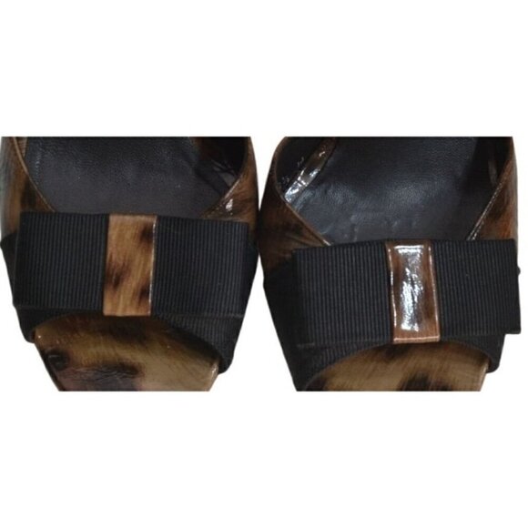 Stuart Weitzman Women's Animal Print Heels With Black Bow- LT3137 - Picture 2 of 8